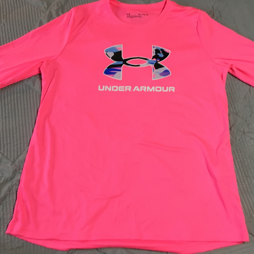 Pink under armour long sleeve tee
